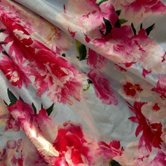White Lace Top Floral High-Low Dress with Pink Rose Print  Special Occasions - Picture 7 of 8